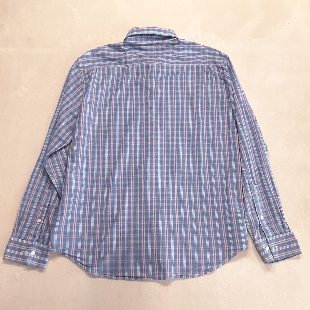 Faherty Mens LS Lightweight Cotton Button Up Shirt XL Blue/Pink Madras Plaid - Picture 2 of 7